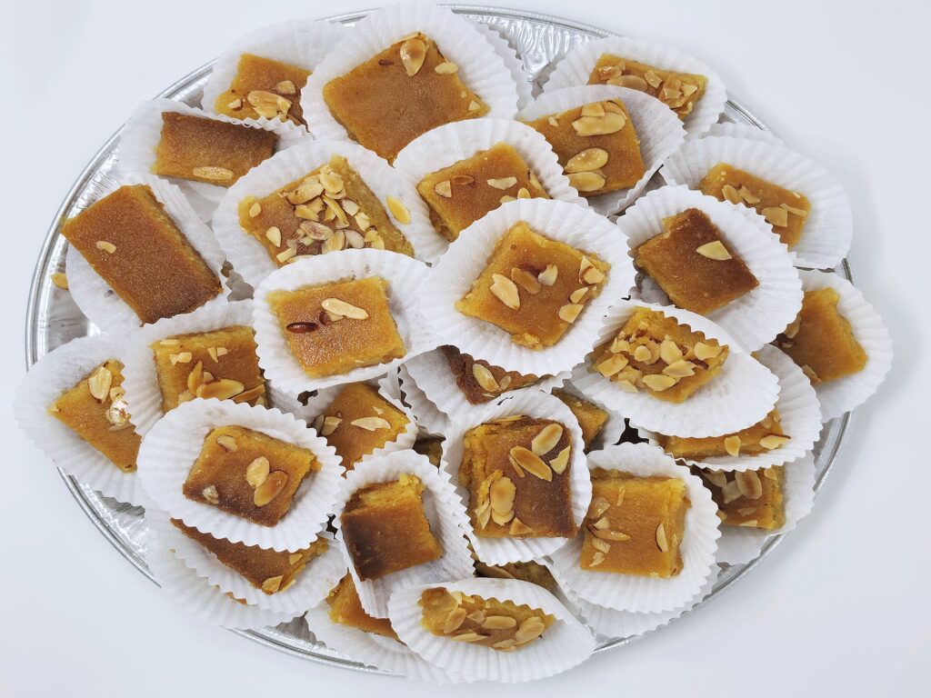 Basbousa semolina cake dessert platter - Marhaba Grill catering, Minneapolis