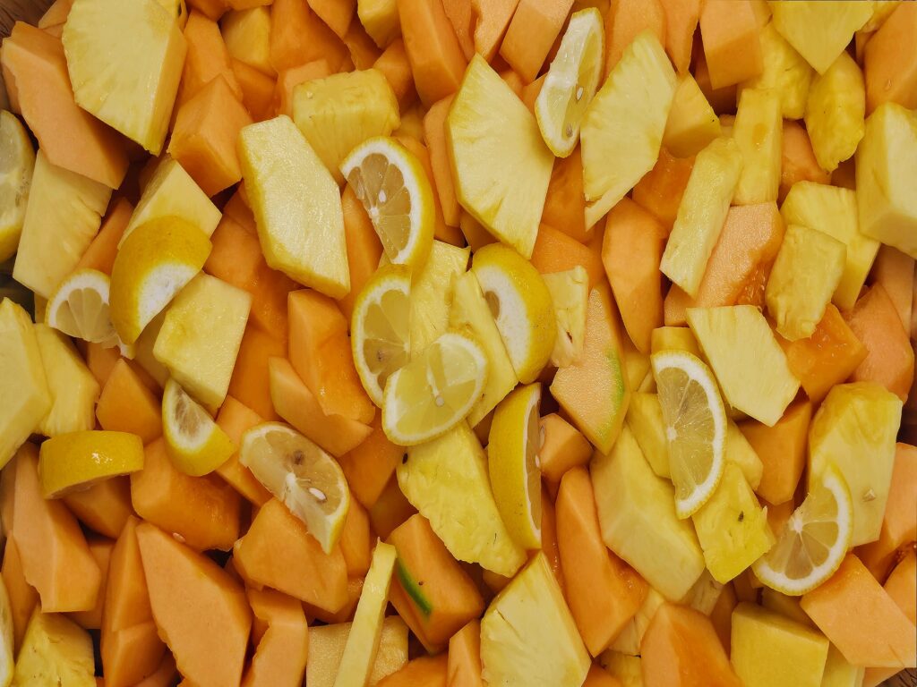 Fresh fruit platter with cantaloupe and pineapple - Marhaba Grill catering, Minneapolis